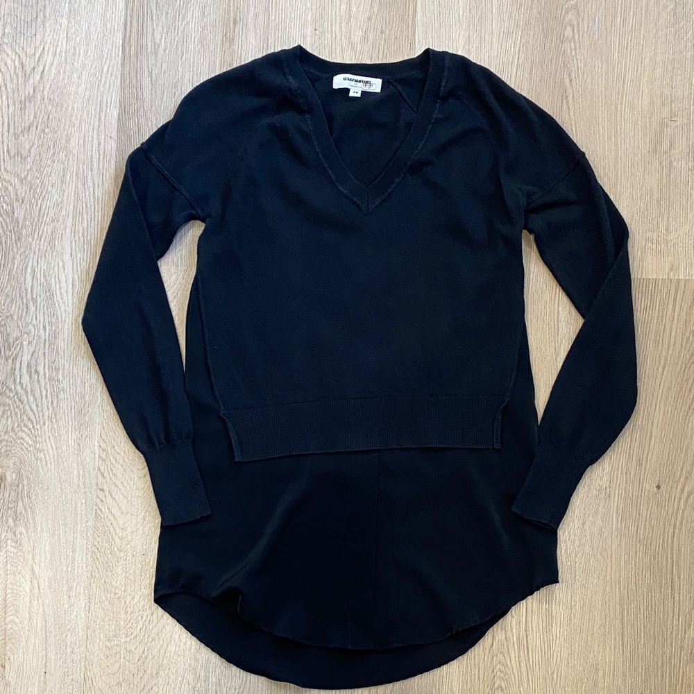 Kaufmanfranco Layered V-Neck Long Sleeve Top Black XS Minimalist Chic - Picture 4 of 14